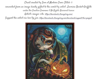 Halloween Dragonling ~~ Cross Stitch Pattern