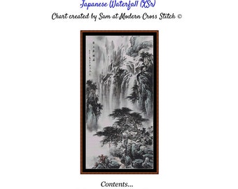 Japanese Waterfall Cross Stitch Pattern