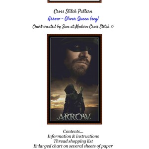 Flecha - Oliver Queen ~~ Patrón de punto de cruz
