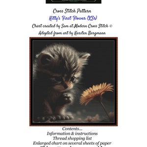 Kitty&#39;s First Flower  ~~ Cross Stitch Pattern
