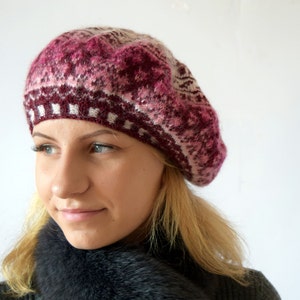 Cappello invernale a maglia, cappello slouchy, Berretto in lana a maglia a mano, berretto a motivi geometrici, Berretto in maglia femminile, fair isle, berretto scandinavo, warmTam nordico.