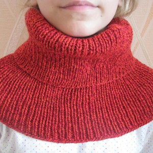 Tube Scarf, red Neck Warmer, Boho Clothing, Hand knitted Wool Cowl, Women&#39;s Winter Scarf, red Caplet, Shoulder Warmer, Mens winter scarf