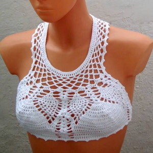 High Neck Halter top - Crochet Halter High neck -Halter Crop Top - Crochet Halter - Crochet Bikini top -Festival halter top, Hippie Yoga Top