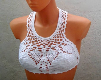 High Neck Halter top - Crochet Halter High neck -Halter Crop Top - Crochet Halter - Crochet Bikini top -Festival halter top, Hippie Yoga Top