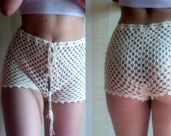 Original crochet beach short, Women beach shorts, LACE Crochet Shorts. Sexy shorts. Boho shorts. Bohemian clothing. Sexy Womens clothing