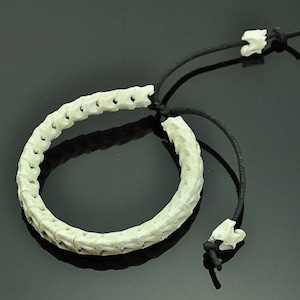 Natural White Real Genuine Snake Spine Bone skeleton Bracelet Tribal Ethnics Biker Exotic Rare