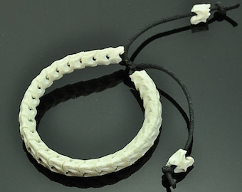 Natural White Real Genuine Snake Spine Bone skeleton Bracelet Tribal Ethnics Biker Exotic Rare