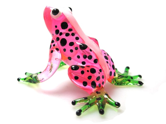 New Purple Frog Figurine Animal Hand Blown Glass Amphibian Handmade Pool Craft