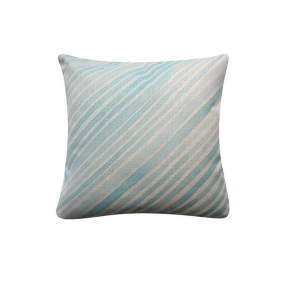 Blue Striped Geometric Pillow Cover Pillows and by BeadandReel