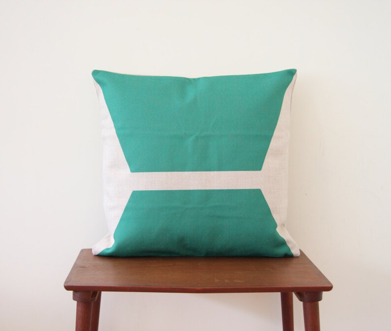 Green Geometric Pillow Cover 18x 18 Decorative Etsy