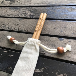 Free Shipping - Personalized Engraved Eco Friendly Natural Bamboo Chopsticks with Linen Bag | Party Favor