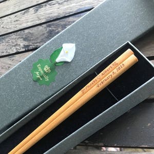 Personalized Engraved Wooden Chopsticks (Light Brown) with Gift Box | Event Favor