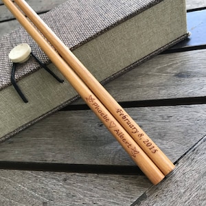 Personalized Engraved Wooden Chopsticks (Light Brown) with Gift Box | Company Favor
