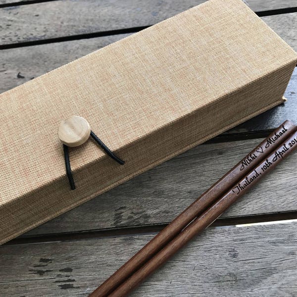 Personalized Engraved Wooden Chopsticks (Dark Brown) with Gift Box | Event Gifts