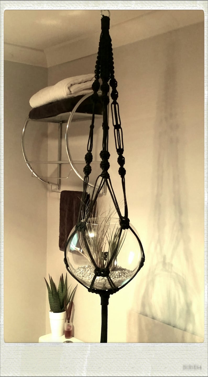 Black Macramé String Hanger for Pot / Plant / Hanging Garden Etsy
