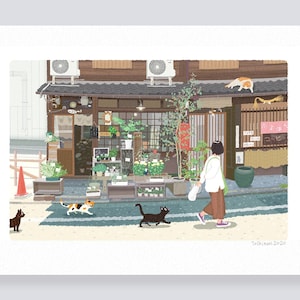 Art print / 42. Kyoto Flower Shop  (A4.A3.A2 size)   free shipping