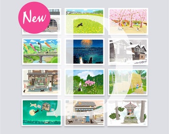 Tabineko Postcard D-Set  (12 pieces )