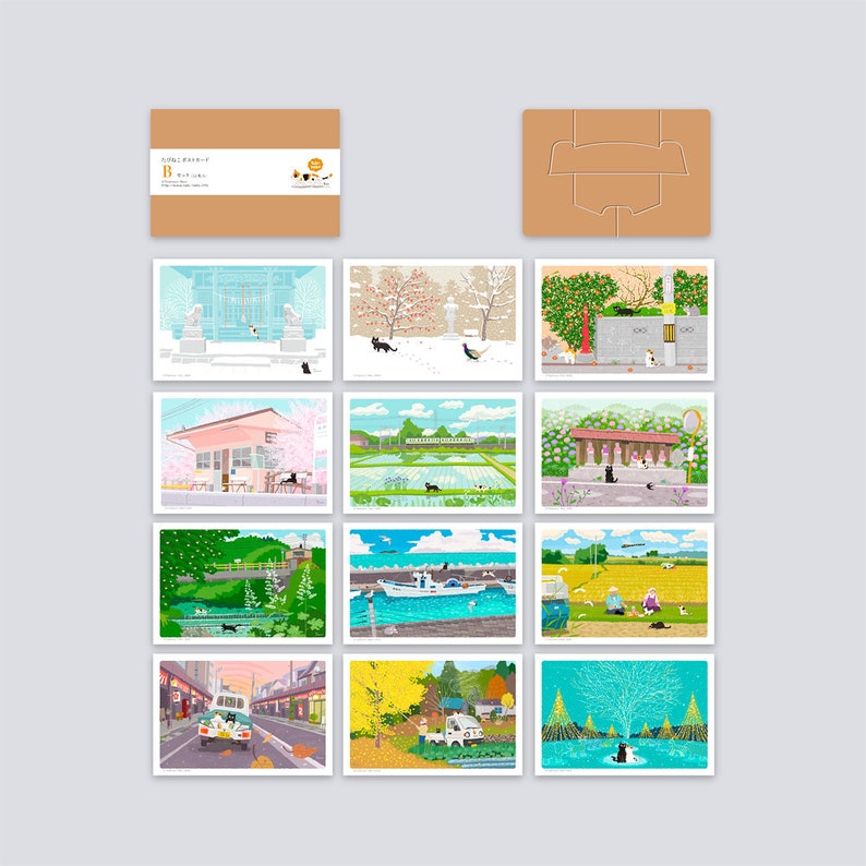 Tabineko Postcard B-Set 12 pieces image 2