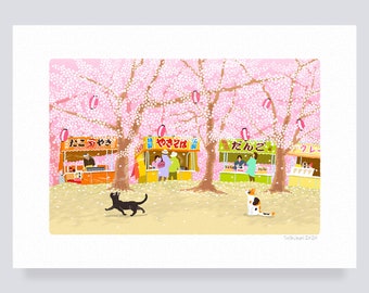 Art print / 40.Sakura festival  (A4.A3.A2 size)   free shipping