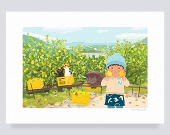 Art print /26.Lemon field monorail  (A4.A3.A2 size)   free shipping