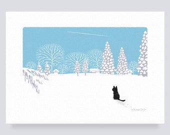 Art print / 01. Contrails in winter (A4.A3.A2 size)   free shipping