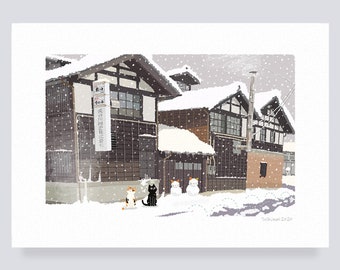 Art print / 48.Snow Sake Brewery  (A4.A3.A2 size)   free shipping