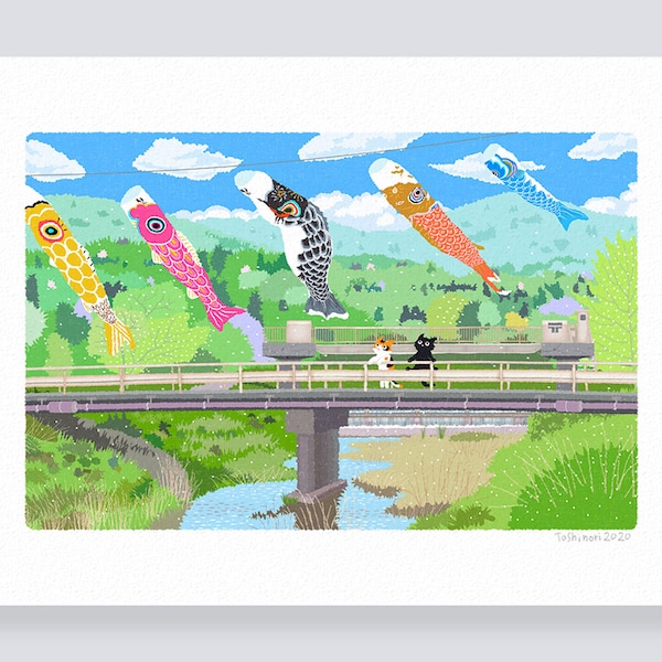 Art print / 41.Sky fish  (A4.A3.A2 size)   free shipping