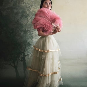 50er Tüllkleid Vintage Kleid / Ballkleid Gestuft / Cupcake Spitze Tüll / Hochzeit / Abschlussball / Lime