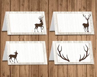 Deer buffet cards,  PRINTABLE, Food label / Place cards, Woodland Baby Shower, Woodland Birthday, Editable, Instant Download - BSB005