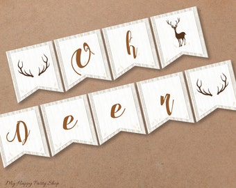 Deer Baby Shower Banner: Oh Deer Woodland Theme (Digital Download) | BSB005