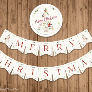 Weihnachten Girlande, druckbar, DIY, Believe Banner, Frohe Weihnachten Banner, Weihnachten Bunting Banner, Sofort Download, digitale Datei - HR004