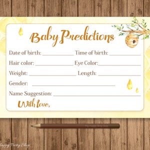 Kaart met voorspellingen baby, AFDRUKBAAR, Bee babyshower, Sweet As Can Bee, mama tot bij, bijenthema, babybij, instant download - BSU060Y
