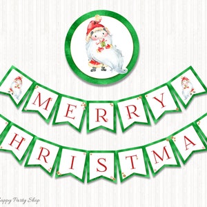 Weihnachtsbanner, bedruckbar, Frohe Weihnachten Banner, Weihnachtsfeier, INSTANT DOWNLOAD (16 Flaggen) - KU017