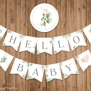Unique Party „Hello Baby“ Girlande & Bingoset – Goldfarben, Für Babyparty, Inkl. 8 Bingokarten & Marker
