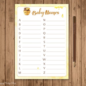 Bee babynaamkaart, AFDRUKBAAR, Bee babyshowergames, mama aan bij, bijenthema, genderneutraal, instant download - BSU060Y
