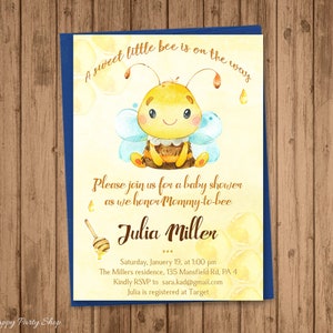 Bee Baby Shower Invitation, STAMPABILE, Mommy to Bee Baby Shower, Genere neutro, Tema ape, Baby Shower giallo, File digitale - BSU060B