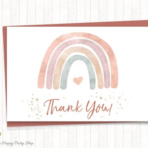 Blush Rainbow Thank You Card, Printable Thank You Cards, Baby Shower, Birthday, Boho Rainbow, Neutral, Instant Download, Digital - BSU069N