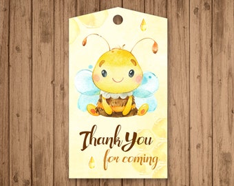 Bee Favor Tags, PRINTABLE, Bee Thank You Tags, Bee Baby Shower Favor, Little Bee Gift Tags, Digital File, INSTANT DOWNLOAD - BSU060B