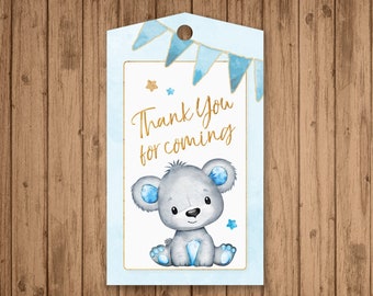 Teddy Bear Favor Tags, PRINTABLE, Cute Bear Tags, Baby Shower Favor, 1st Birthday, Teddy Bear Gift Tag, INSTANT DOWNLOAD, Digital - BSU063BG
