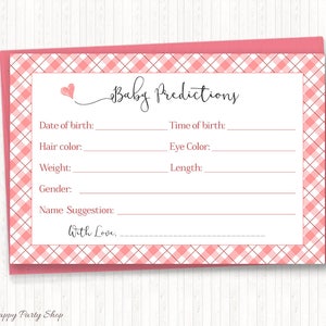 Carte de prédictions de bébé rose Baby Q, prédictions de bébé barbecue, baby shower fille barbecue, baby shower mixte, téléchargement immédiat, imprimable - BSU020PI