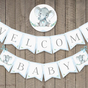 Elephant Baby Shower Banner, Welcome Baby, Little Peanut (Digital Download) - BSU046B