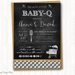 Chalkboard BBQ Baby Shower Invitation, Black and White Baby-Q Shower, Barbecue invite, Smoker Party, Co-Ed, PRINTABLE - BSU020BW
