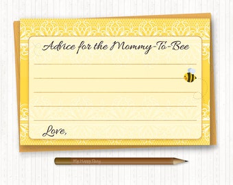 Bee Baby Shower Advice Card PRINTABLE Advice for the Mommy | Etsy
