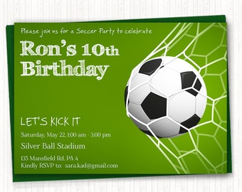 Soccer Birthday Invitation, Soccer Party, Sport Invitation, 5th, 6th, 7th, 8th, 9th, 10th, 11th, 12th - Digital Invites - PRINTABLE - KB001
