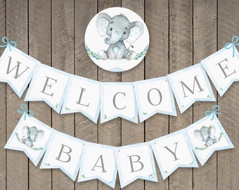 Cute Elephant Birthday Party Personalized Banner