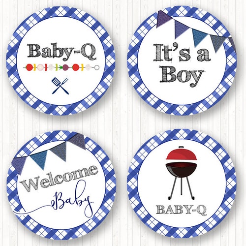 Navy Blue Baby Q Shower Signs Set of 6 Printable Bbq Baby Etsy Canada