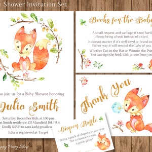 Fox Baby Shower Invitation Set PRINTABLE Little Fox Shower - Etsy