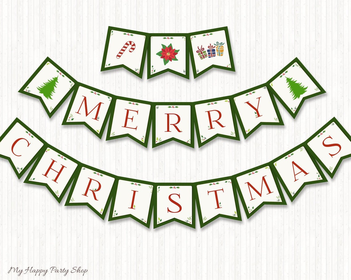 Christmas Banner PRINTABLE Merry Christmas Banner Holiday | Etsy