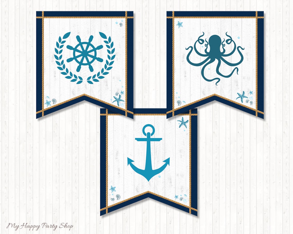 Nautical Baby Shower Banner PRINTABLE Sweet Baby Boy Banner | Etsy