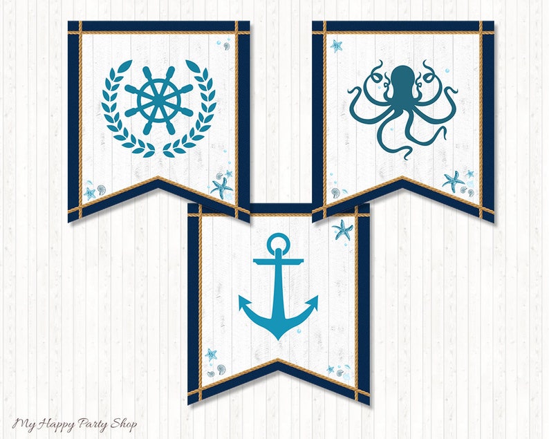 Nautical Baby Shower Banner PRINTABLE Sweet Baby Boy Banner | Etsy